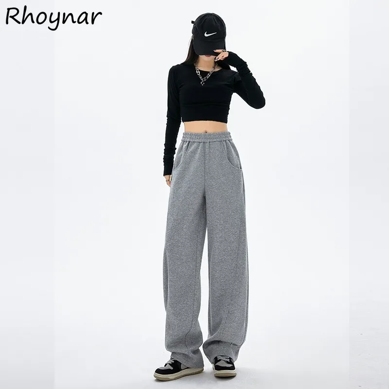 

Однотонные брюки женские в корейском стиле простые универсальные уютные тонкие драпированные прямые брюки для отдыха колледжа весенние студенческие эластичные талии шикарные