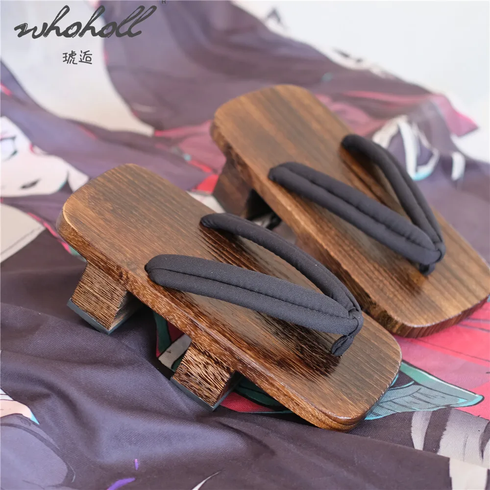 WHOHOLL Cosplay Japanese Samurai Shoes Wood Clogs Summer Slipper Man Women Flip Flops Geta Two Teeth Platform Flat Shoes