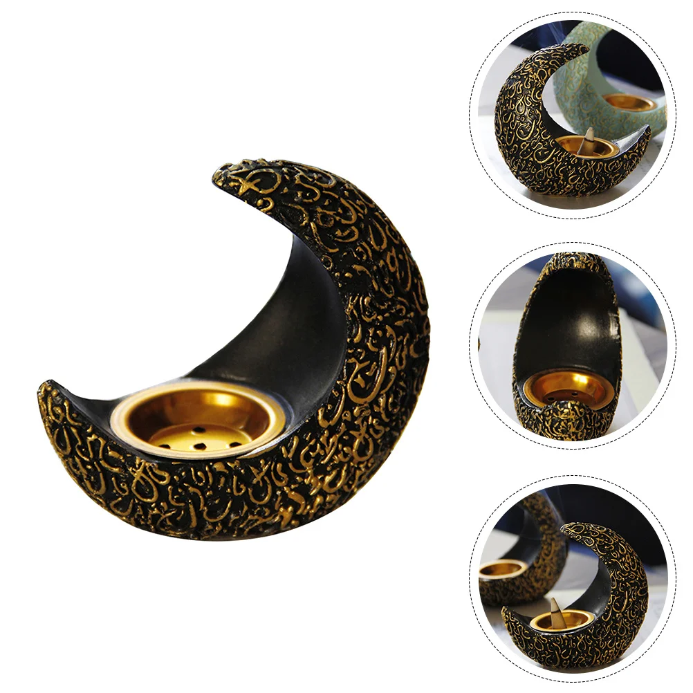 

Moon Shaped Resin Aromatherapy Incense Burner Decorative Censer for Meditation Yoga Bedroom Study Sauna Room Moon Shaped Censer