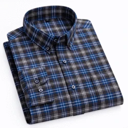 Men's Long Sleeved Shirt Business Casual Classic Plaid Male Social Dress Shirts for Man Turn-down Striped Shirt