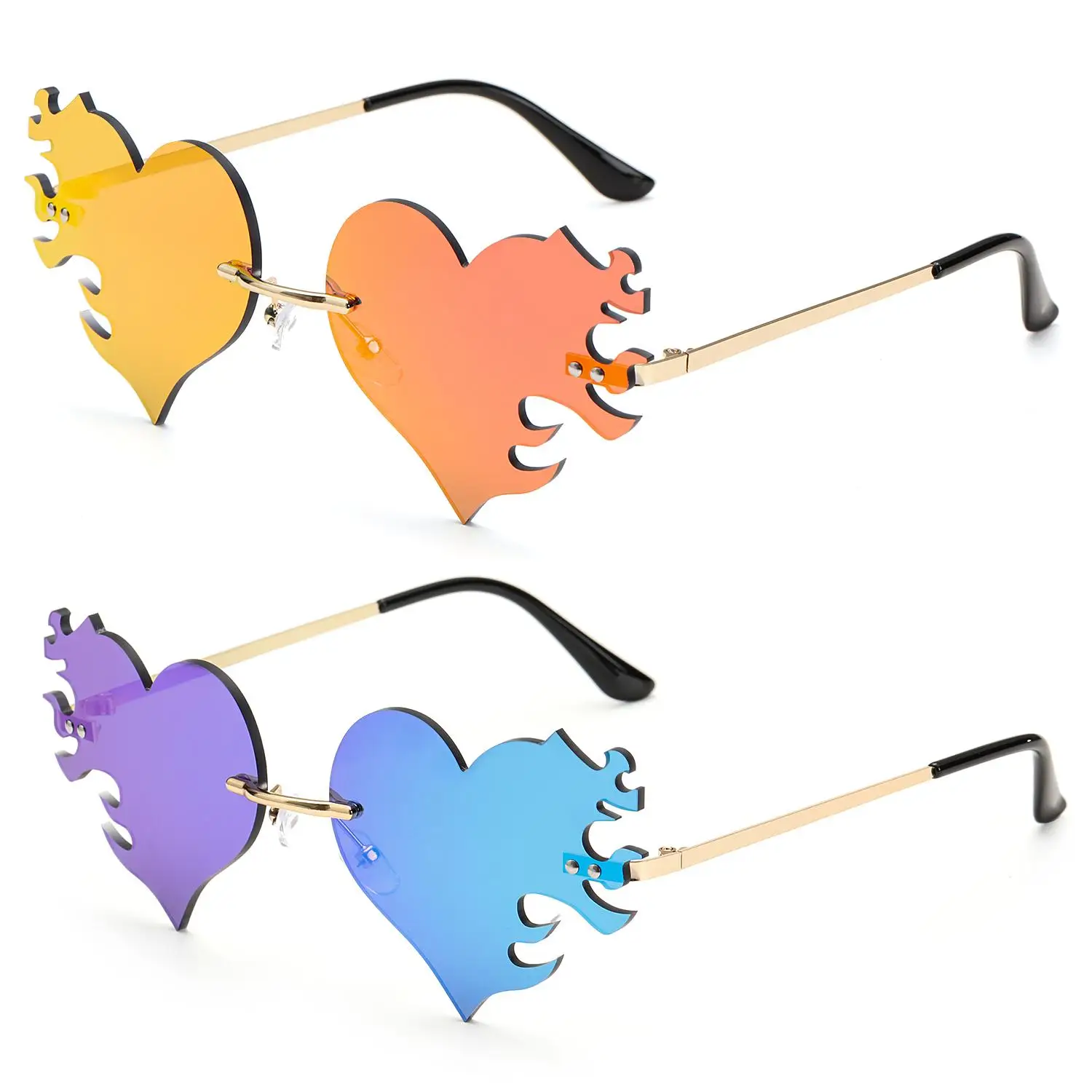 

Модные вечерние солнцезащитные очки с защитой UV400 в форме сердца для женщин, солнцезащитные очки без оправы, солнцезащитные очки в форме сердца