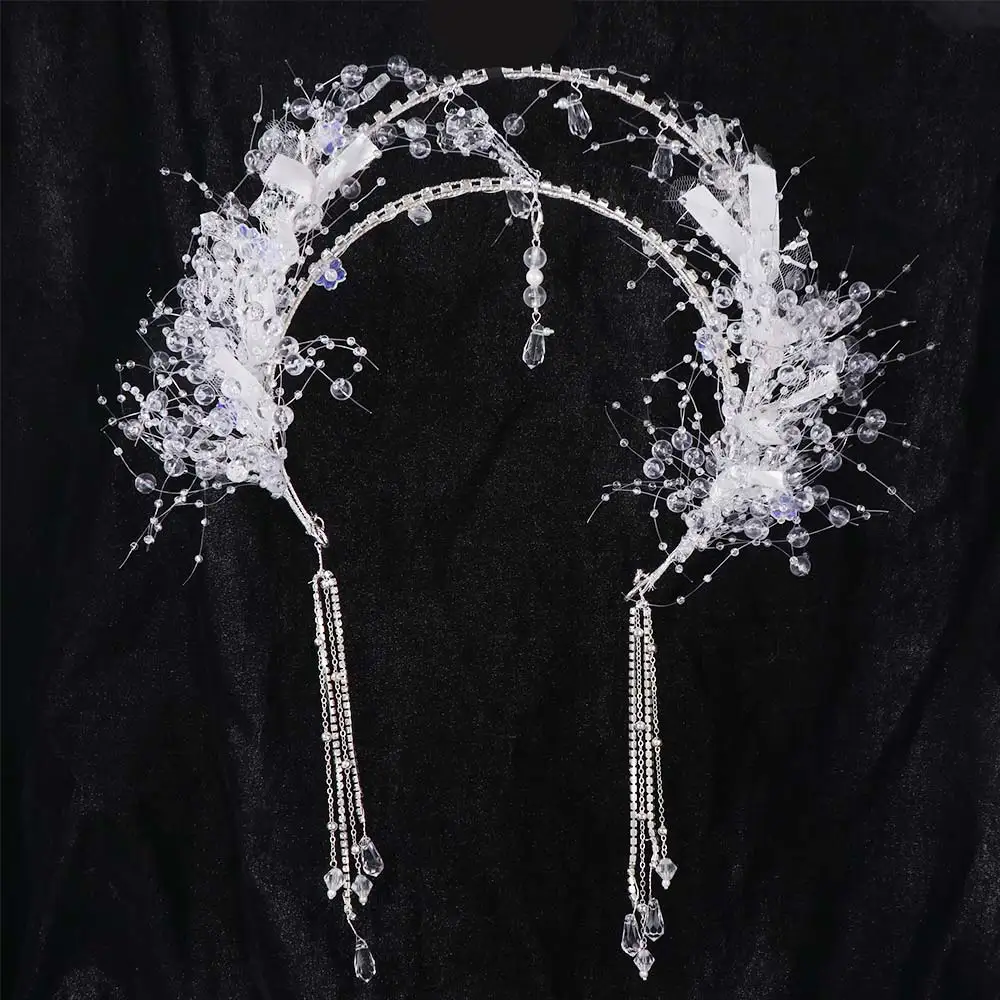 الجنية العروس كريستال تاج أقراط مرصعة بالجواهر الساطع كريستال الشعر هوب تيارا لامعة رائعة حجر الراين عقال #3
