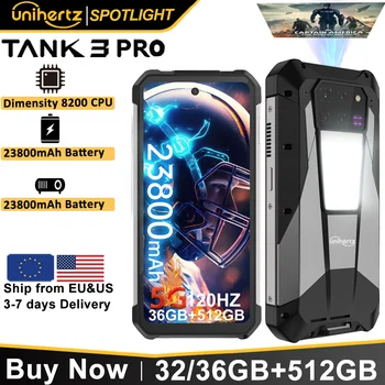 US EU MX Warehouse Unihertz Tank 3 Pro 8849 se 100 lumeny, 5G projektor, telefon, 32 GB/36 GB RAM, 512 GB ROM, 23800 mAh 120 W, 200 MP, NFC 10 nejlepší prodej nejprodávanější chytré telefony - №4