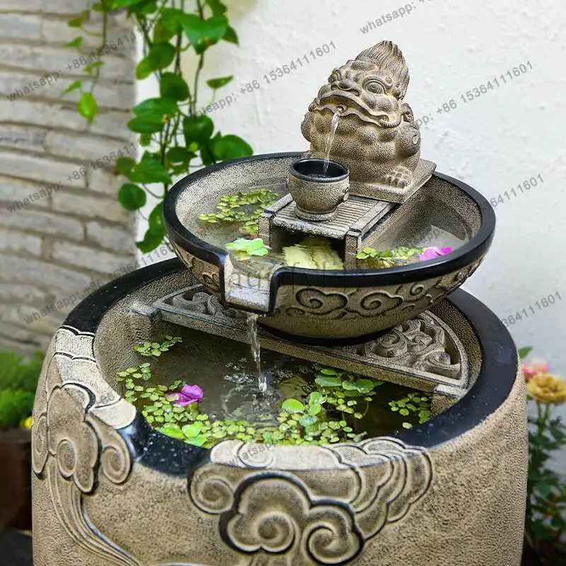 Circulating Water Golden Toad Spitting Water Fish Pond Outdoor Landscaping Arrangement Water System Landscape Goldfish Tank