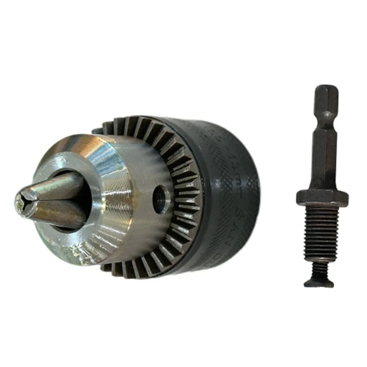 AT59 3-Jaw Drill Chuck 1.5-10mm, Quick Change Adapter with 1/4inch Hex Square Shank for Rotary and Hammer Drills