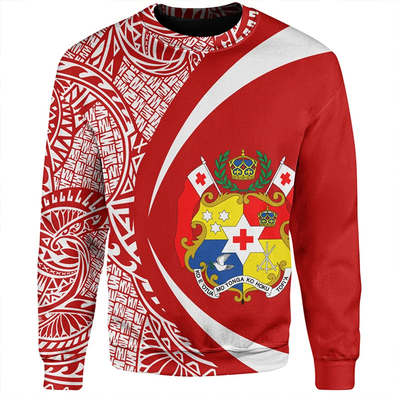 

Autumn Harajuku 3D Tonga National Day Printing Sweatshirts Tonga Ethnic Emblem Graphic Round Neck Hoodies Fashion Mens Clothing