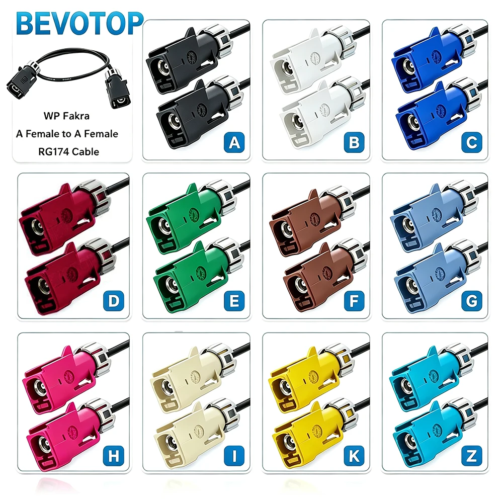 1PCS Waterproof Fakra A/B/C/D/F/G/H/I/K/Z Female to Female Jack Connector Car Video Fakra Jumper RG174 Cable Auto Cable
