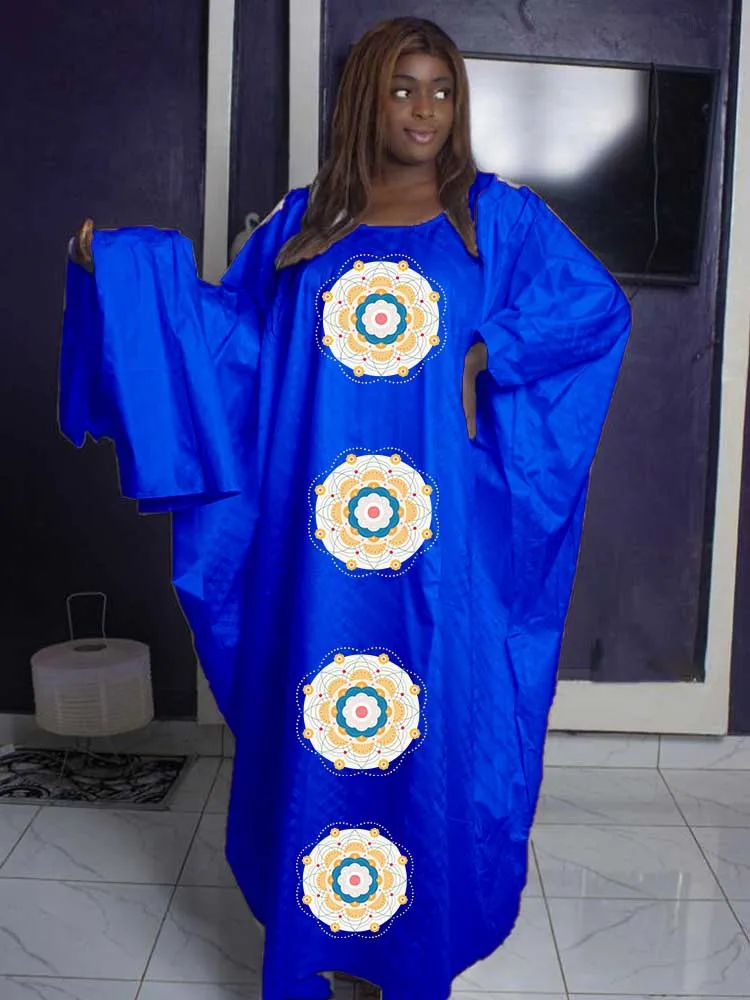 

African Fashion 2025: Multi-Color Bazin Maxi Dress for Women, Embroidered Ankara Party Gown for Elegant Evenings