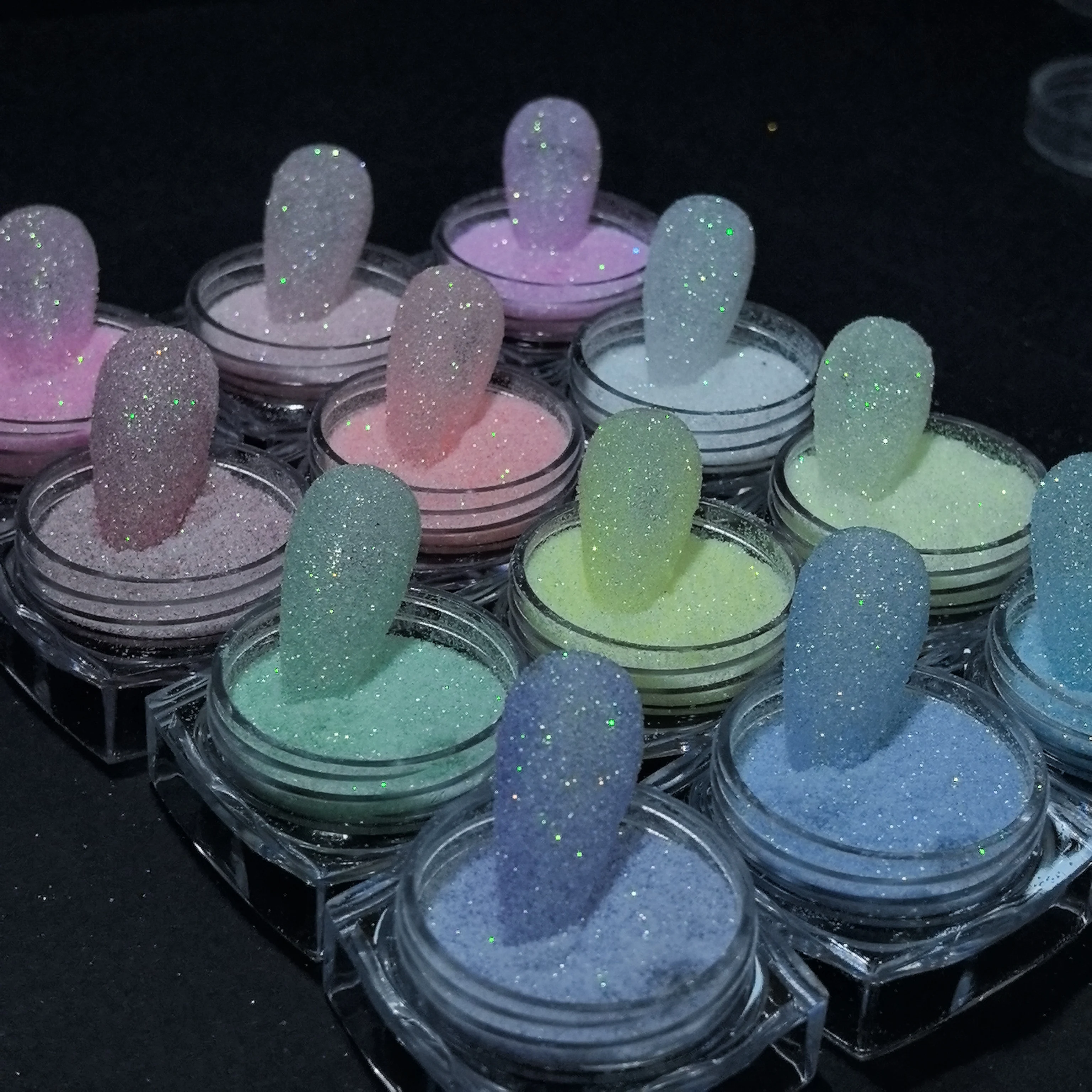 Zwarte Vrijdag 12 Dozen Glanzende Nagel Suiker Glitter Poeder Pigment Licht Roze 3d Acryl Bloemen Ontwerp Snoep Kleur Stof Nagels Kunst
