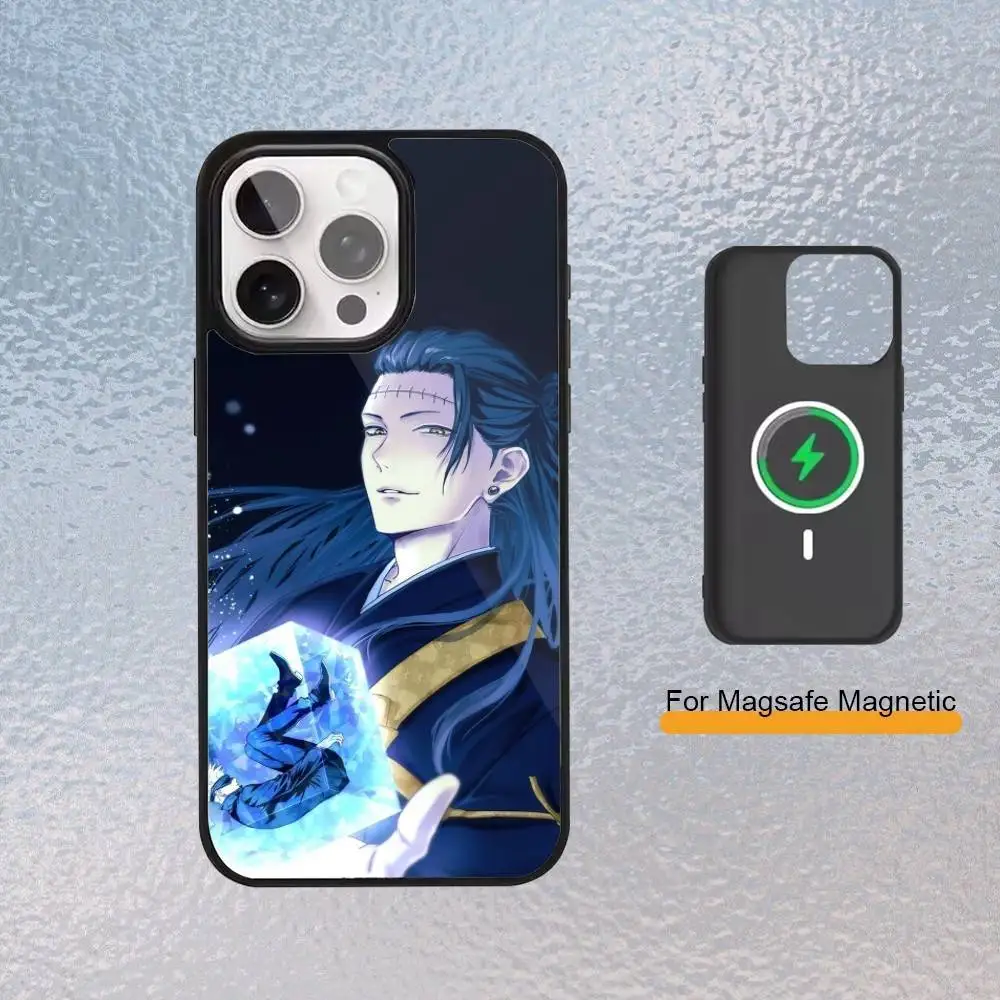 Suguru Jujutsu Kaisen J-JJK جراب هاتف آيفون Magsafe المغناطيسي 17,16,15,14,13,12,11 غطاء شحن لاسلكي