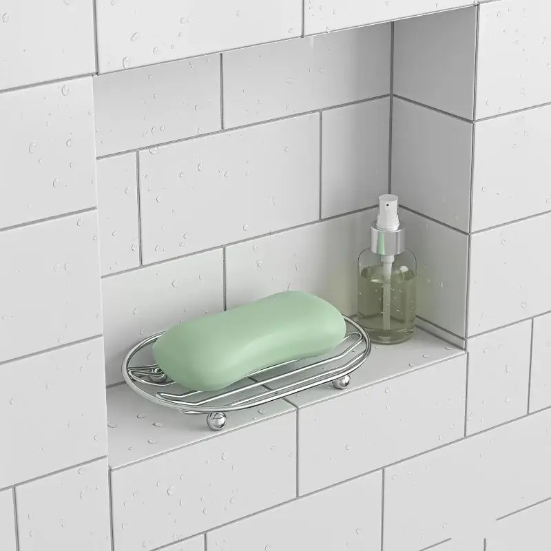 [L] [E] Stainless Steel Soap Dish Holder Self Draining Rust Proof For Bathroom Shower Kitchen UseSports And Entertainment Store
