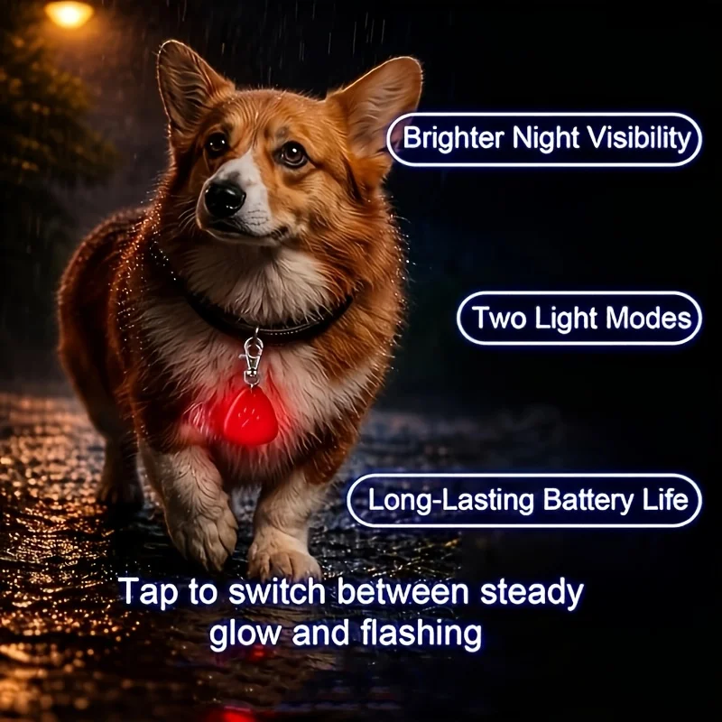 LED Pet Pendant Collar Light, LED Dog Collar Light, Clip-On Dog Safety Light, High Visibility Light Up Dog Collar Accessory, Lig