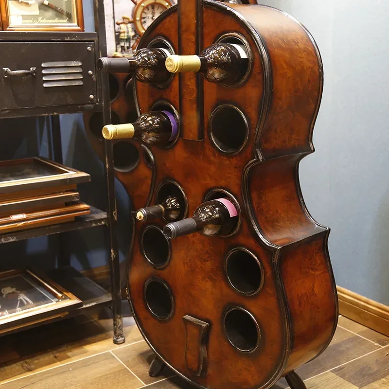 140cm large European violin wine cabinet, floor red wine rack, display and storage rack, living room, winery decoration