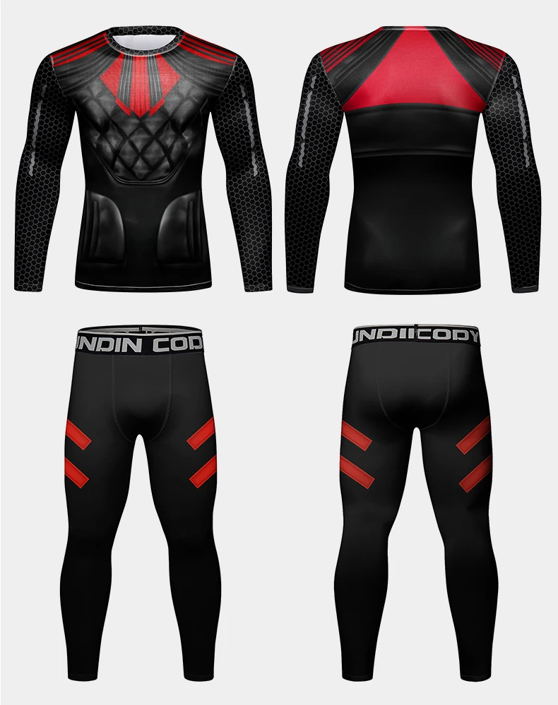 Ropa deportiva para hombre, conjunto de boxeo de compresión MMA BJJ Rashguard, chándal de entrenamiento para gimnasio, Muay Thai Jiu Jitsu, traje deportivo para correr