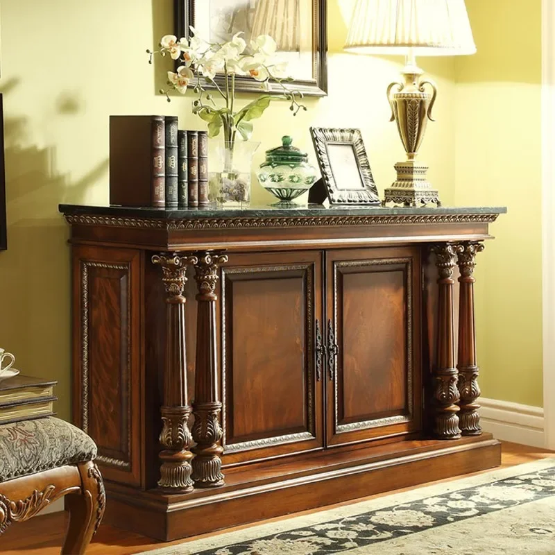 

European marble entrance cabinet Villa Roman column foyer aisle storage cabinet against the wall entrance table
