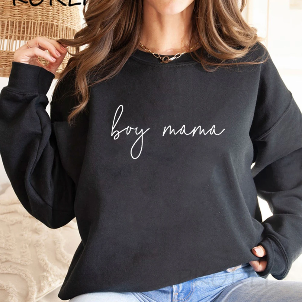 Boy Mama Sweatshirt Mothers Day Gift Boy Mom Hoodie Women Hoodies Long Sleeve Crewneck Sweatshirts Female Casual Pullovers Tops