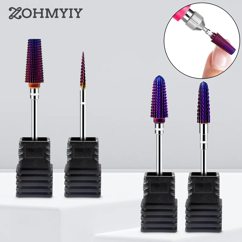 Tungsten Plated Purple Tungsten Steel Nail Drill Bit Electric Nail Mills Cutter For Manicure Machine Nail Accessories