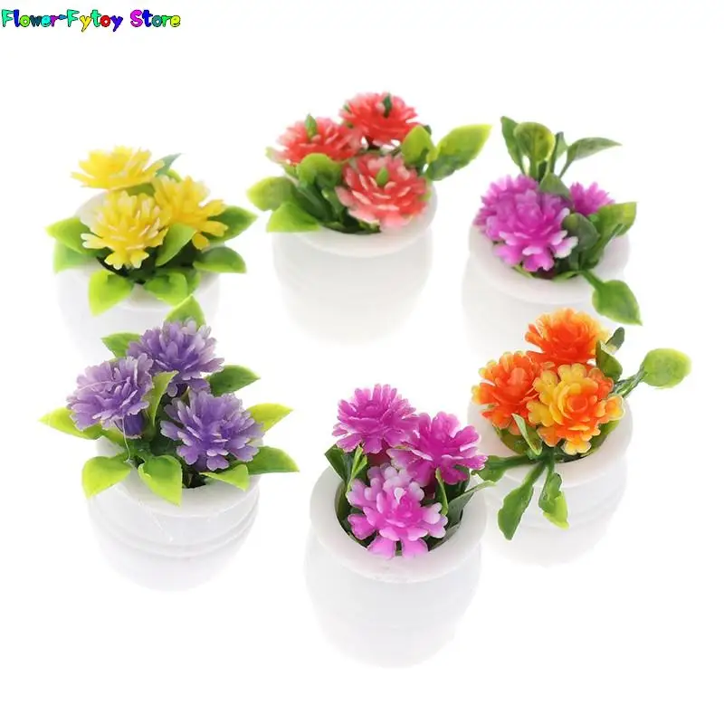 1/3 قطع/مجموعة مصغرة بيت الدمية 1:12 أصيص نباتات خضراء زهور مزروعة إكسسوارات ديكور منزلي عشوائية - 2