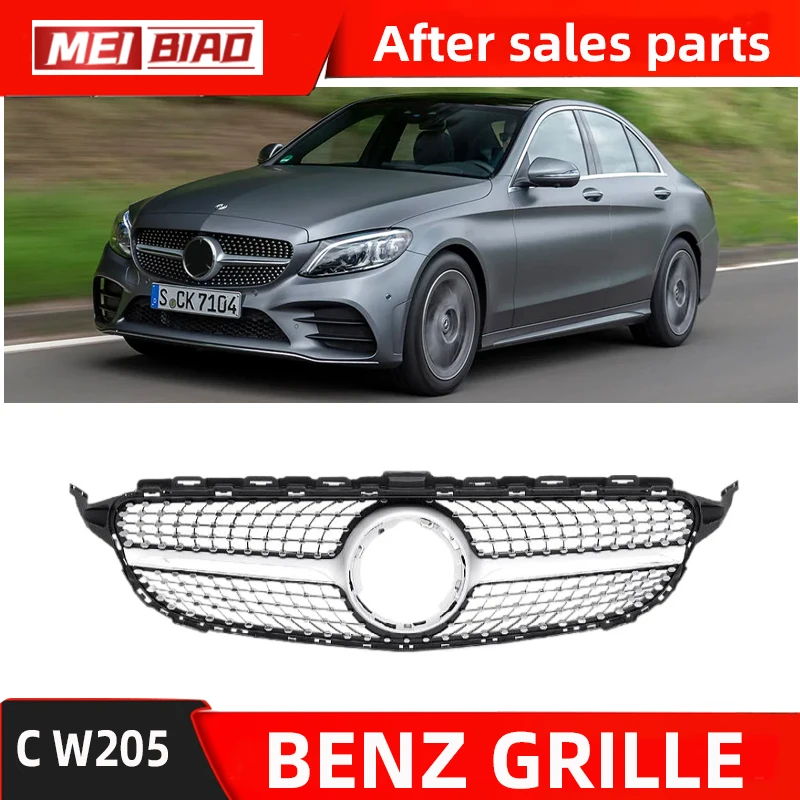 

For Mercedes Benz W205 C Calss 2019 Diamond Grille Silver Black Middle Net Front Face OE Part 2058881260 Aftermarket Car Auto