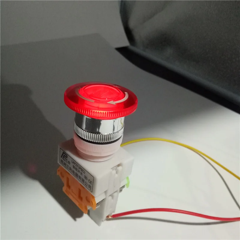 Emergency Stop Light Power 22mm Switches Mushroom Head on Off Pushbutton Led  Switch Lay37 Lay7 Y090
