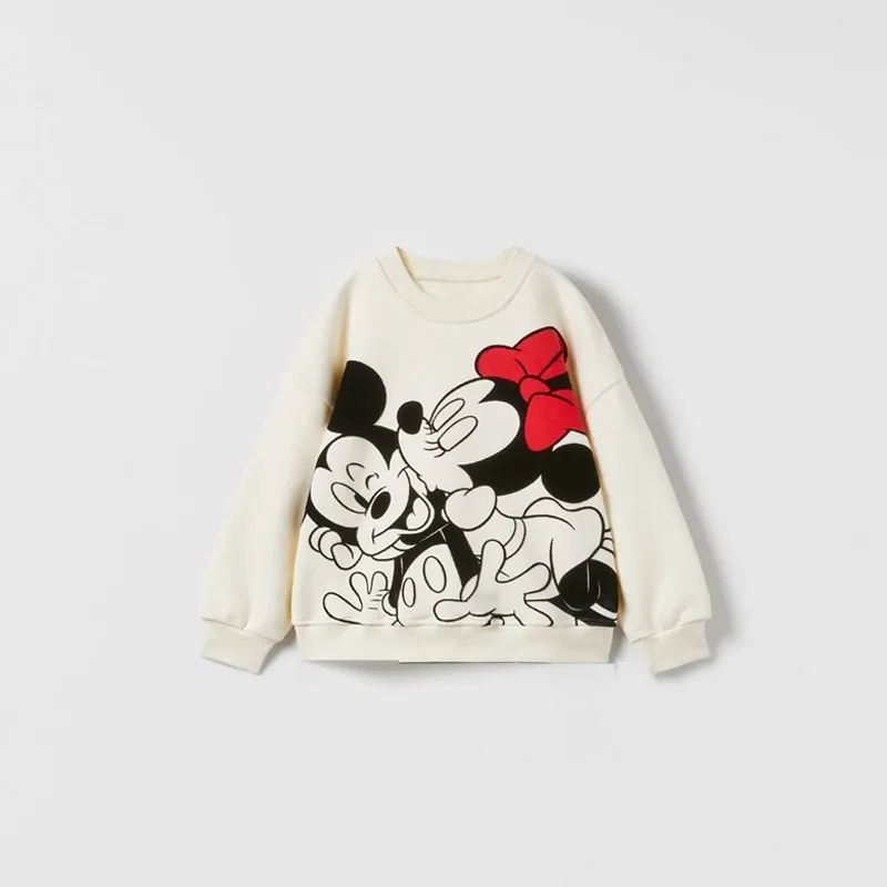 Cartoon Disney Mickey Mouse Kids Boys Girls Hooded Sweater 2023 New Autumn Spring Baby Tops Loose Bottoming Shirt Clothing