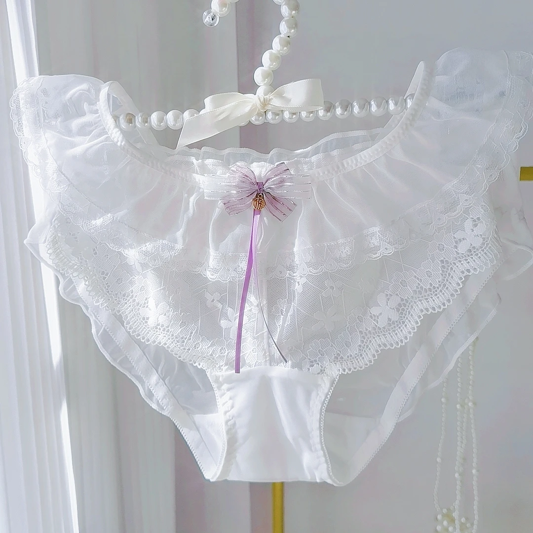 Lolita Ruffled Lace Mesh Panties Sexy And Airy With A Low Waist And Sweet Bow Japanese Lolita Panties Wygodne i eleganckie