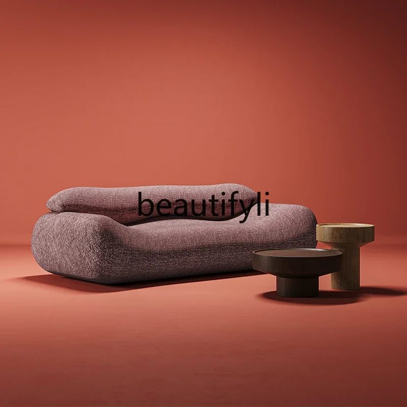

French living room sofa small apartment straight row green fabric sofa