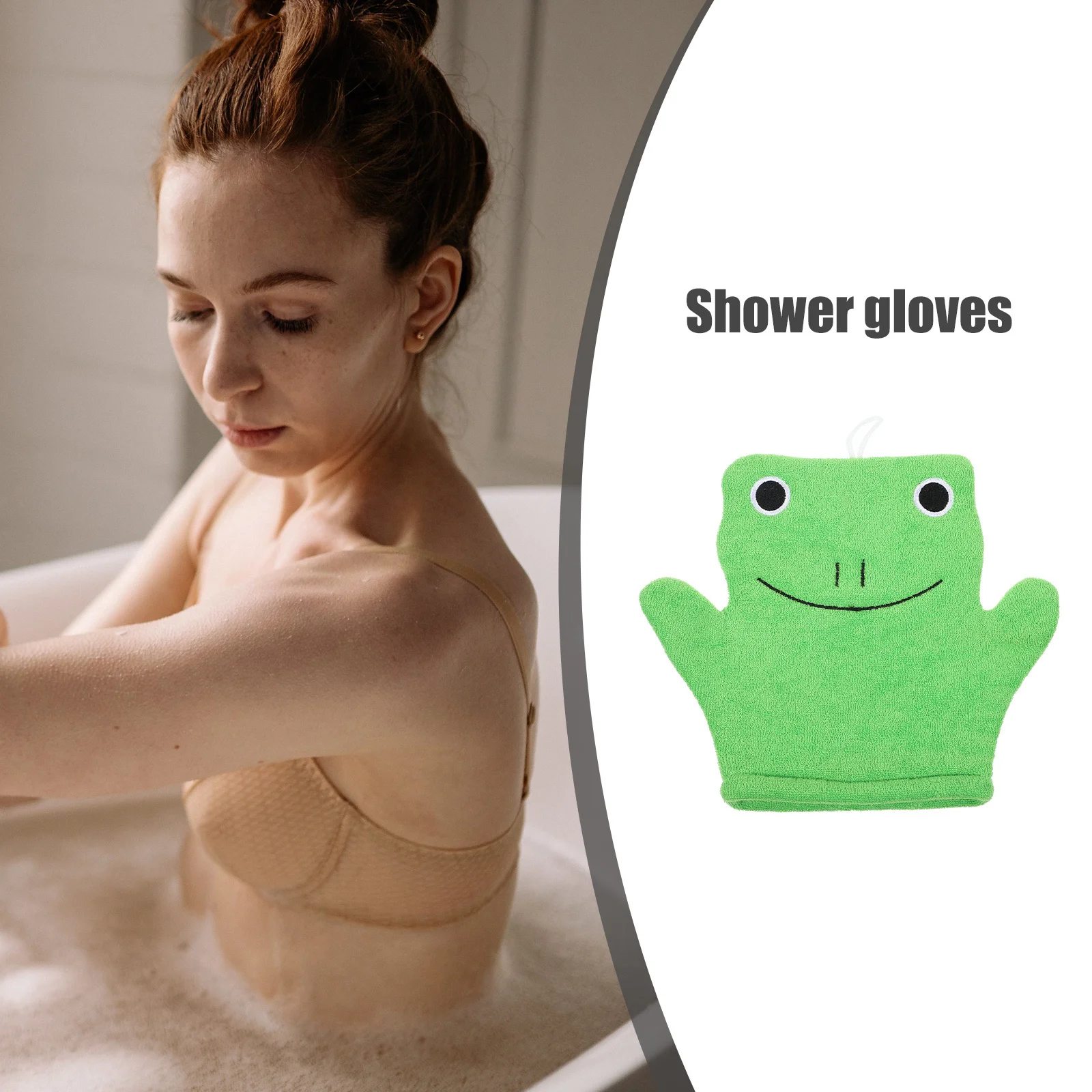 

Dual Sided Skin Scrubbing Glove Frog Pattern Bathing Mitten for Dead Skin Removal Shower Foaming Mitt Bath Mitts