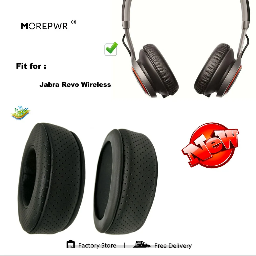 Morepwr-almohadillas de repuesto para auriculares inalámbricos Jabra Revo, repuesto de almohadillas para los oídos, almohadillas de cuero, funda de terciopelo