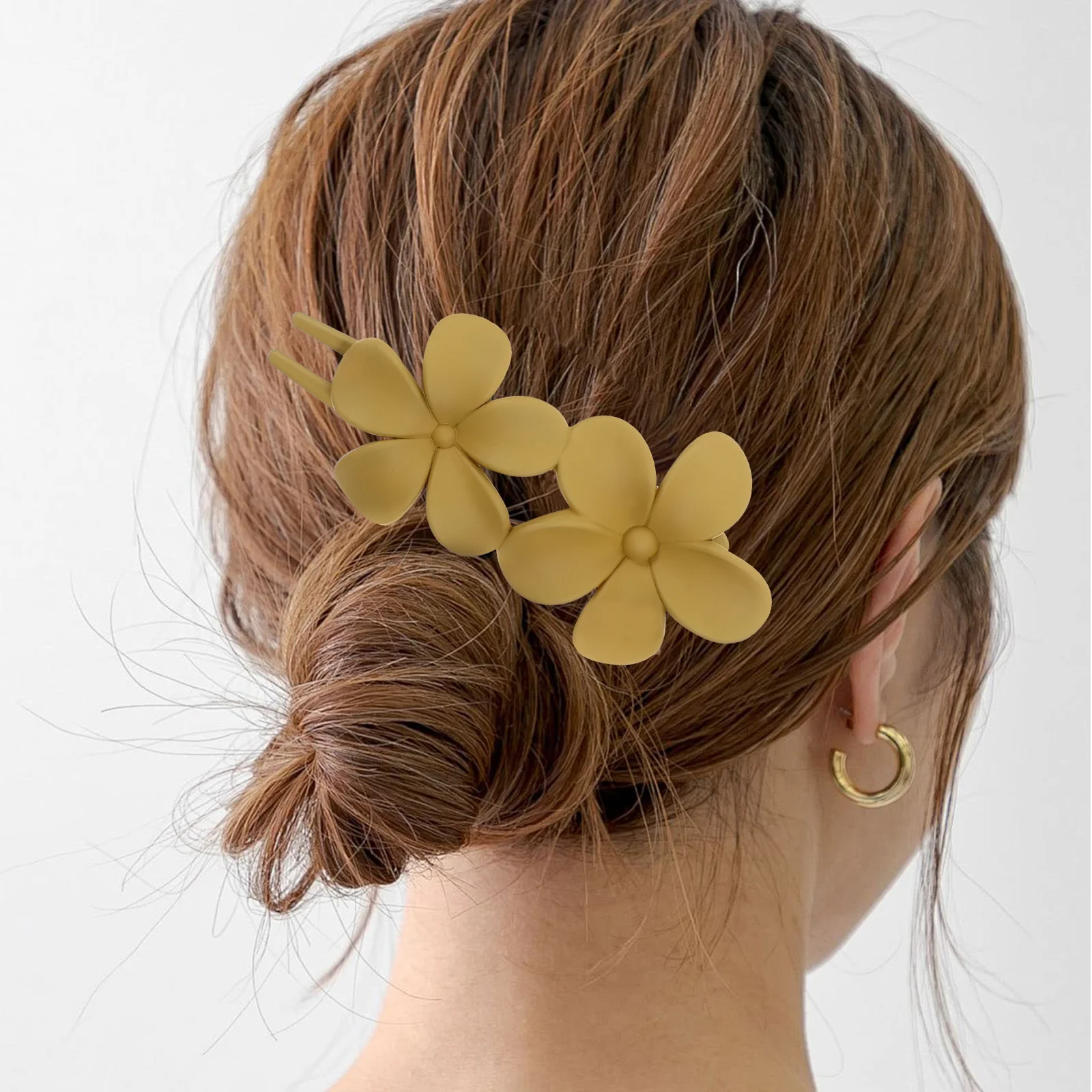 3 قطع من مشابك الشعر على شكل زهرة، مشابك على شكل زهرة لحجم الشعر السميك الطويل، تستخدم مشابك الزهور للنساء