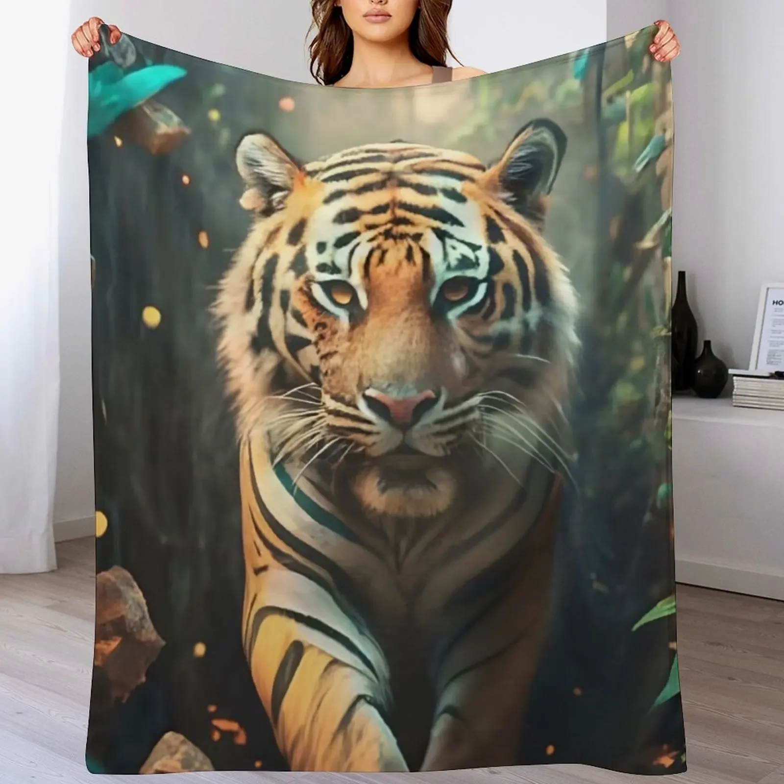 However, just as the tiger seemed ready to strike, it turned and walked away, disappearing through a hidden passag Throw Blanket