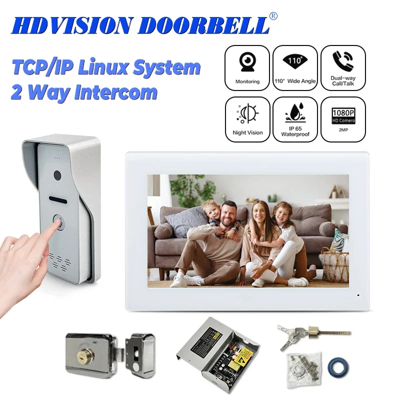 

Cheap Price Network RJ45 Doorbell 7 inch Full Touch Screen Video Citifono Intercom System based on Villa or Single House