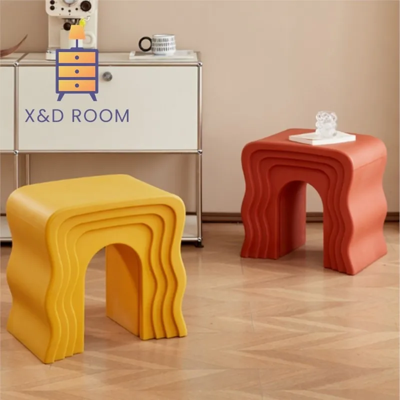 

X&D European Wave Tea Table Entrance Shoe Changing Stool Floor Decoration Bedroom Makeup Stool Side Table Living Room Tea Table