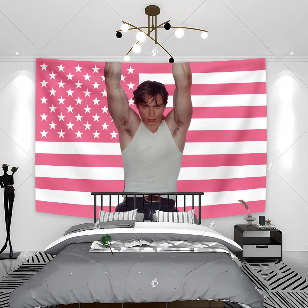 Nicholas Chavez Rosa Amerikanische Flagge Wandteppich Lustiger Druck Banner Wandbehang Schlafzimmer Zimmer Wohnheim Dekoration Hintergrund Tuch