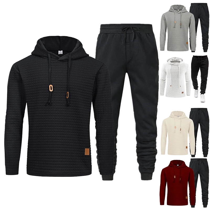 Mens Hoodies Set Casaul Long Sleeve Thin Sweatshirt Hood Sweatshirt Men Zip Front Hoodie Men Athletic Set for Men