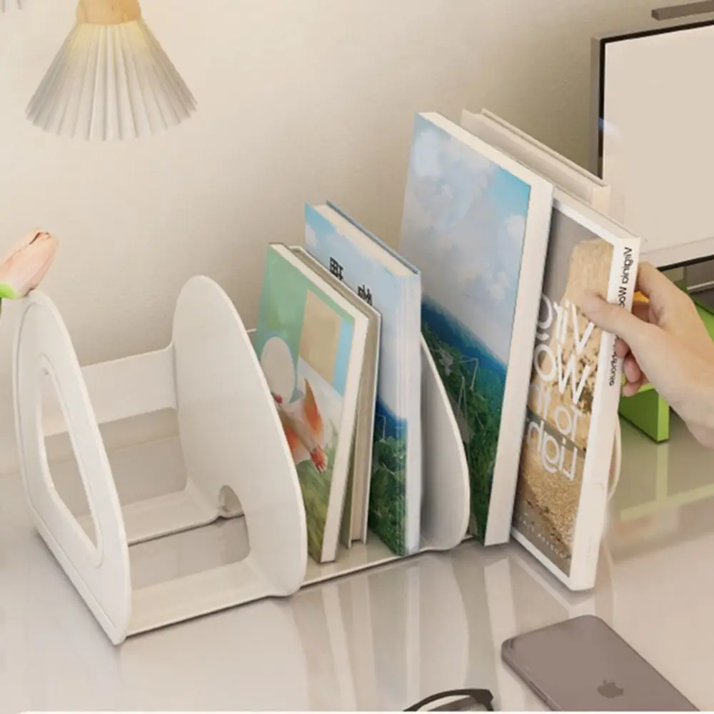 

Convenient Plastic Desktop Book Stand Transparent with Handle Divided Book Stand Save Space Bookcase Office