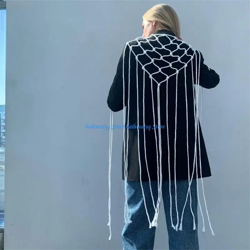573B Elegant Triangular Cotton Scarf Tassels Design Butt Curtain For Gift Giving