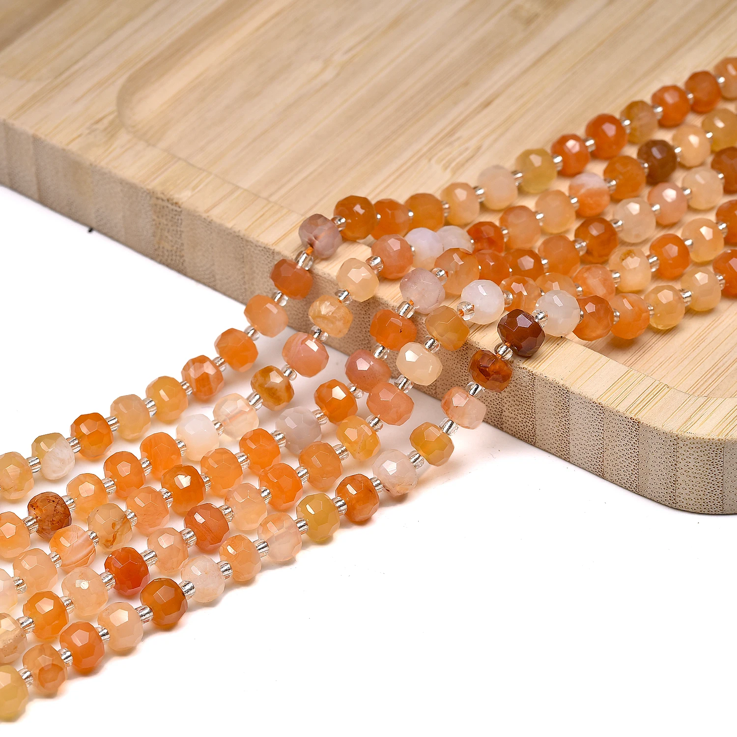 

Diy Jewelry Accessories 5A Natural Faceted Orange Botswana Agates Beads Wheel Shape Loose Spacer for Making Necklace 6*8mm