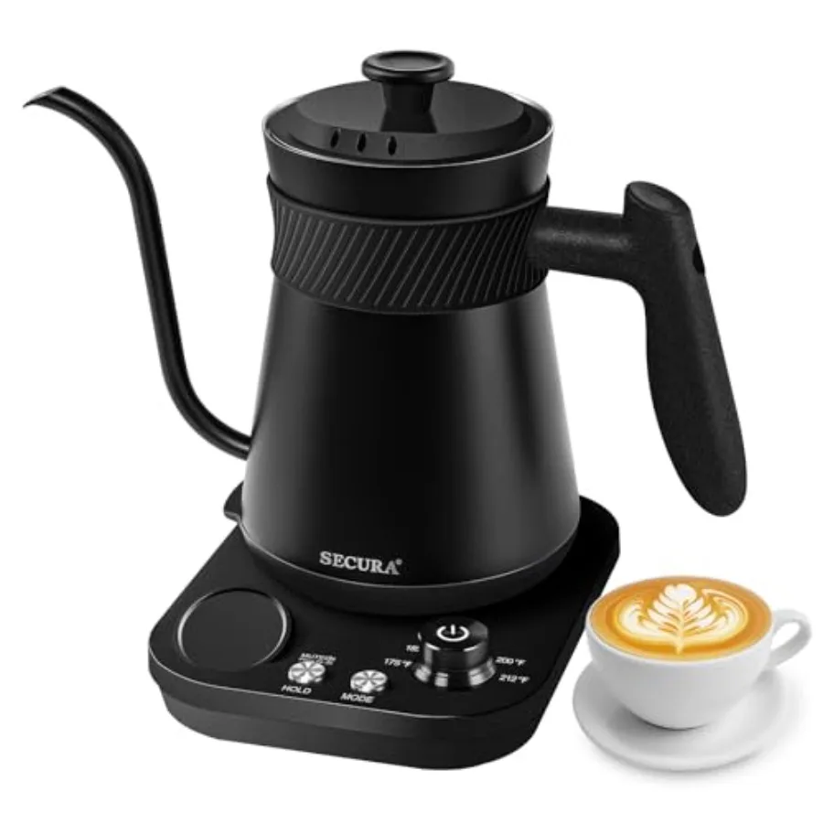 

Electric Gooseneck Kettle 100 Stainless Steel Matt Black 0.8L with 5 Temperature Presets 1200W Quick Heating 1.5H Keep Warm for