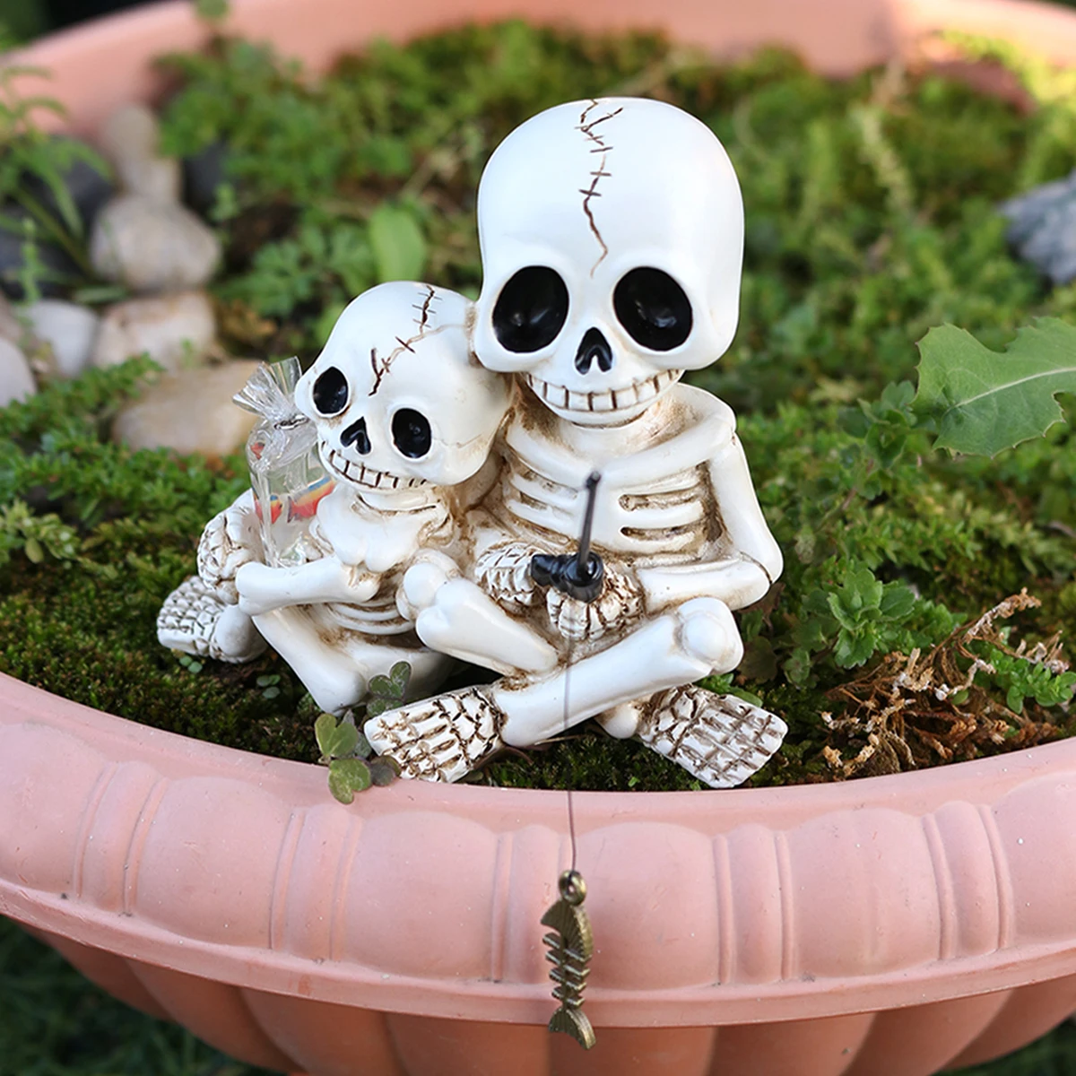 Resin Skull Fishing for Father - Aquarium Fishing 评论和价格