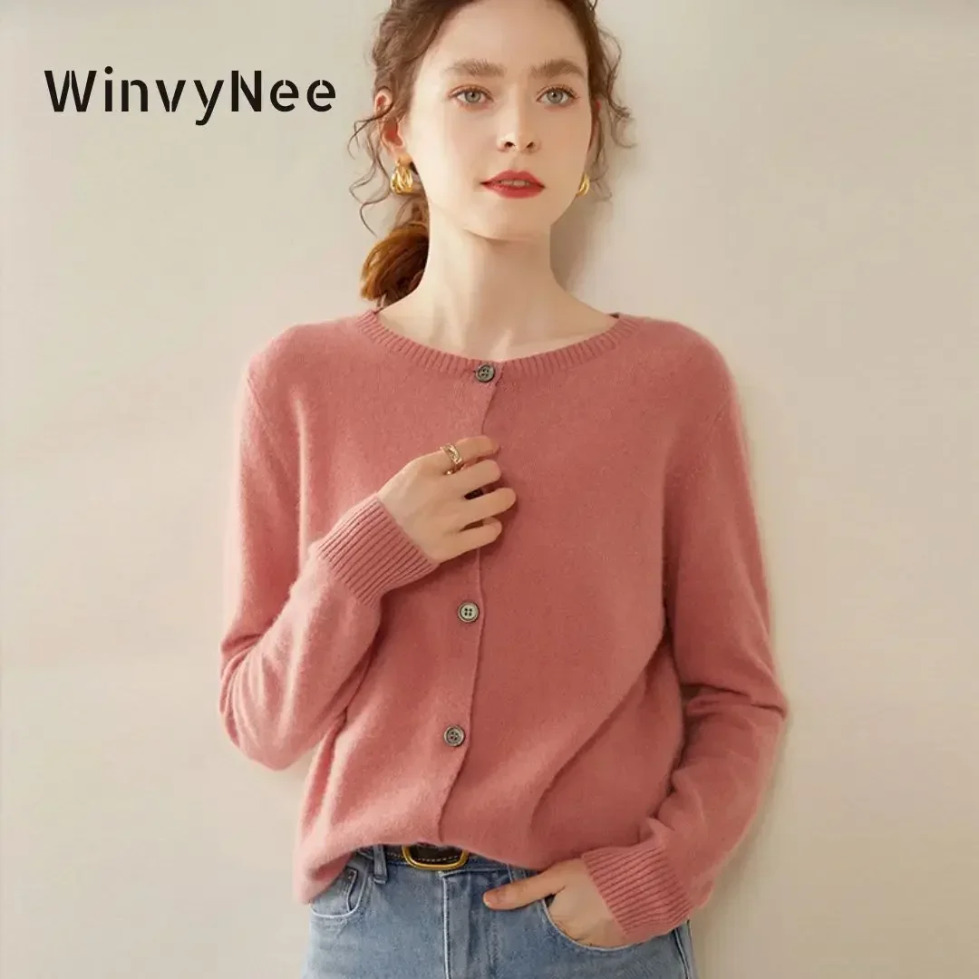 WinvyNee Women\'s Clothing Cashmere Wool Cardigans Sweaters Solid Casual Warm Knitted Outerwears Coats Jumpers Autumn B1174003