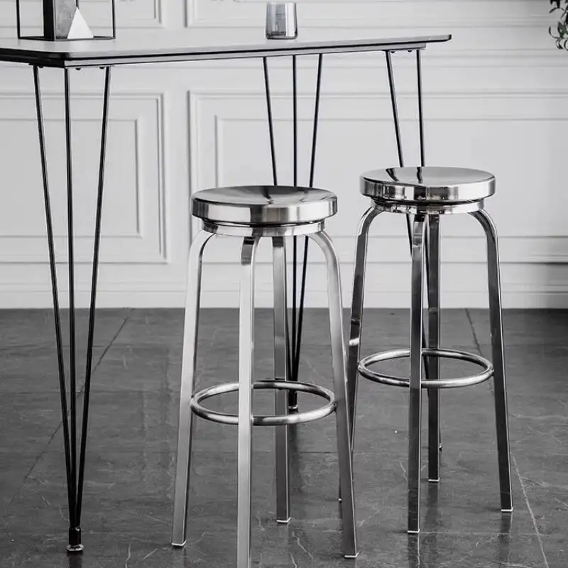 

Light Luxury Stainless Steel Bar Stool Rotating Chairlift Bars Stool Cafe Cash Register Stool Family Restaurant Island Chairs