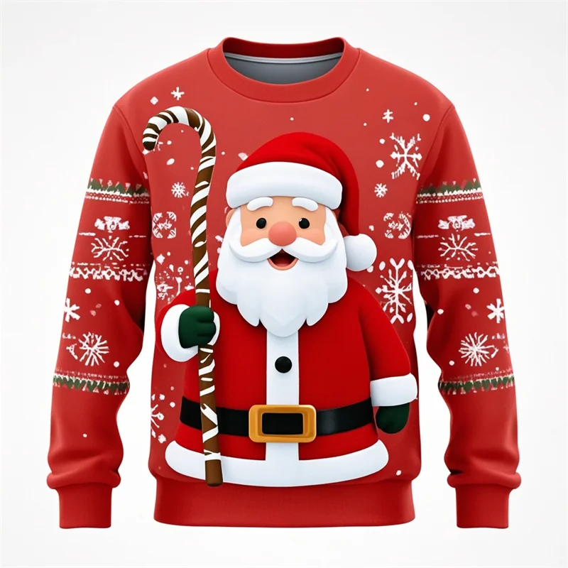 

Christmas Hoodies 3D Digital Santa Claus Printing Xmas Style Crewneck Men's Hoodie Y2k Fashion Sweatshirt Pullover Mens Clothes
