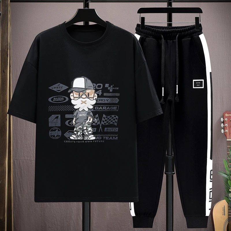 

Men's Casual 2-Piece Sportswear Set Streetwear Fashion Tracksuit T-Shirts and Pants Beachwear Summer Sweatshirt T-Shirts Set New