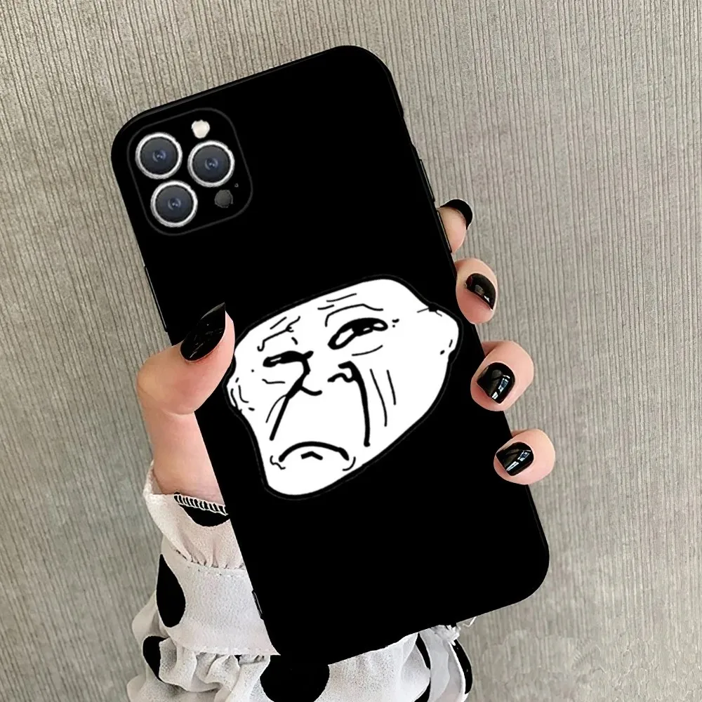 Custodia per telefono Troll Face Meme per iPhone 15,14,13,12,11,Plus,Pro Max,XS,X,XR,SE,Mini,8,7 Cover morbida in silicone nero