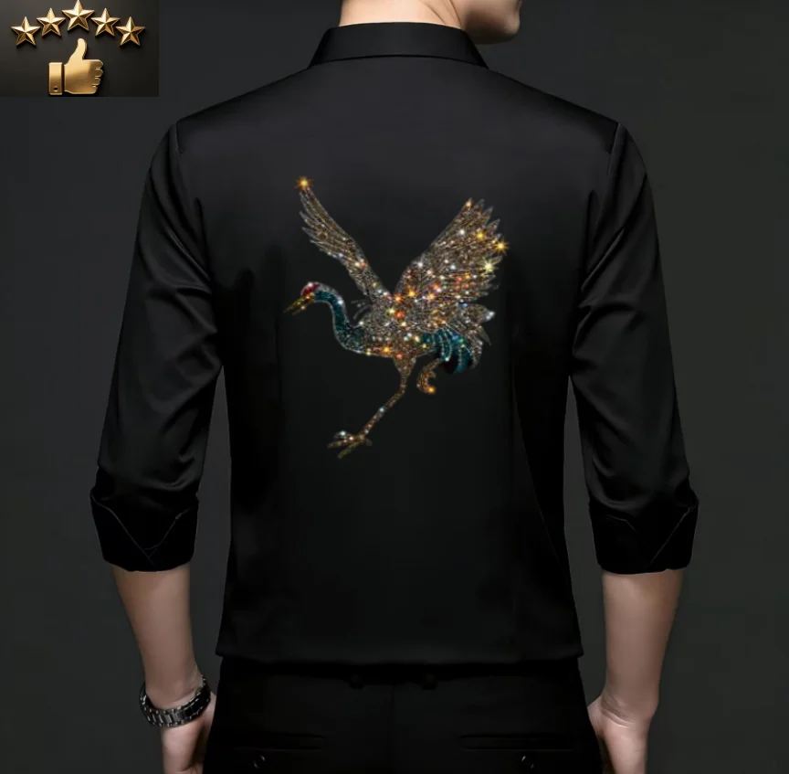 

Designer Brand 2026 Elegant Men's Rhinestone Shirt Comfort Daily Wear Shirt