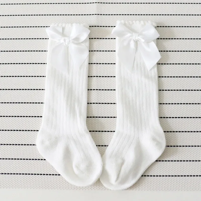 Kids Socks Toddlers Girls Big Bow Knee High Long Soft Cotton Lace Baby Kniekousen Meisje Wholesale Children Clothing Baby Stuff