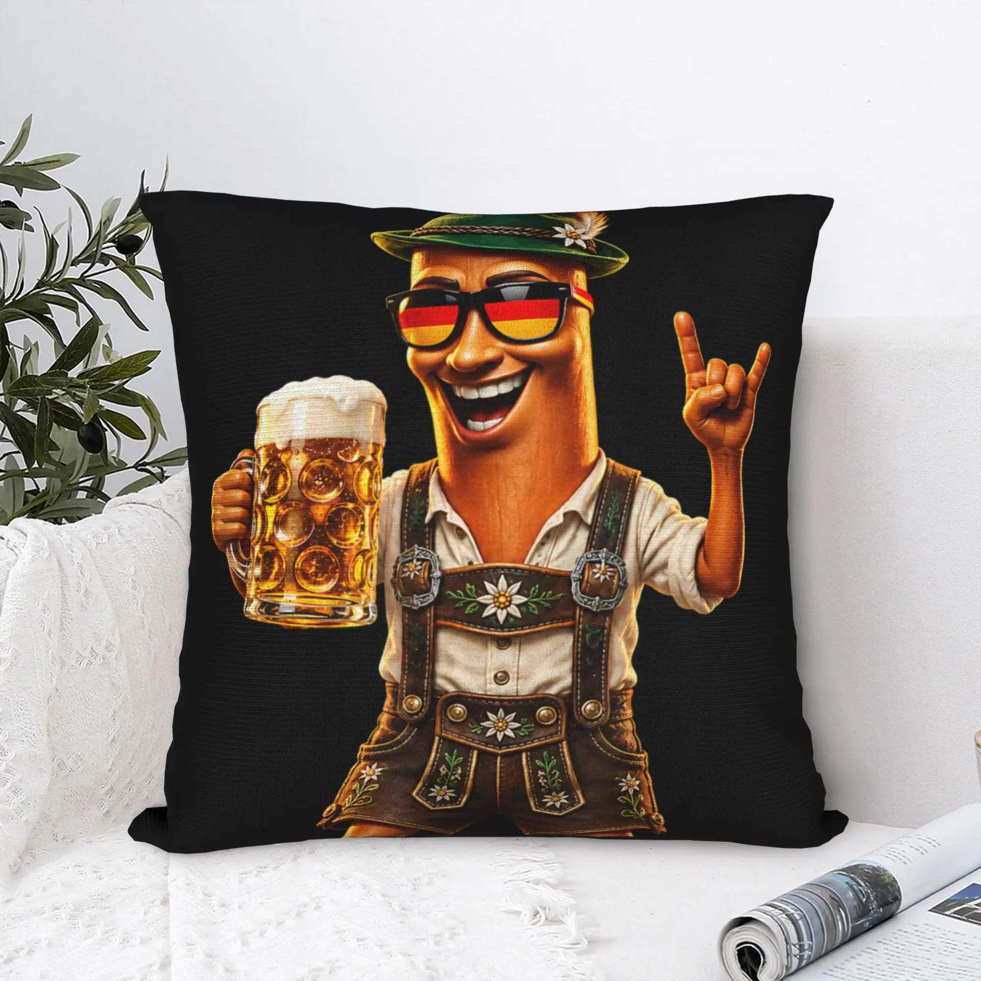 Pillow Cover Tung Tung Sahur Oktoberfest Lederhosen German Men Prost Beer Funny Pillow Case For Sofa Home Decoration Pillowcases