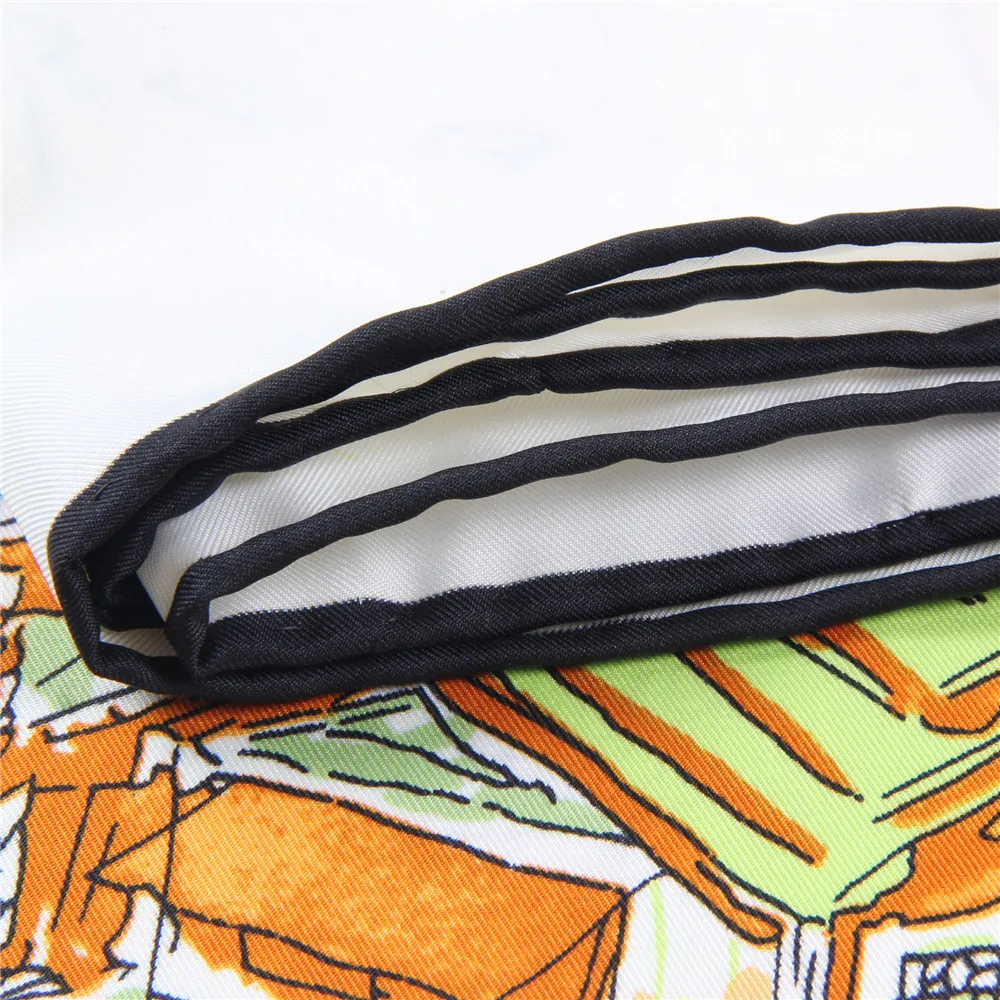 POBING Manual Hand Rolled Twill Silk Scarf Women Horse Print Square Scarves Echarpes Foulards Femme Wrap Lady Bandana Hijab 90CM view 6