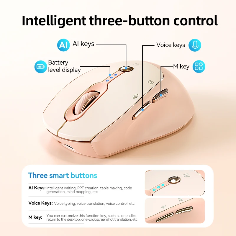 M7 AI Mouse Suara Cerdas Bluetooth 2.4G Nirkabel Pengisian Daya Tipe-C Input Suara Menulis Terjemahan Tablet Macbook AirM Laptop
